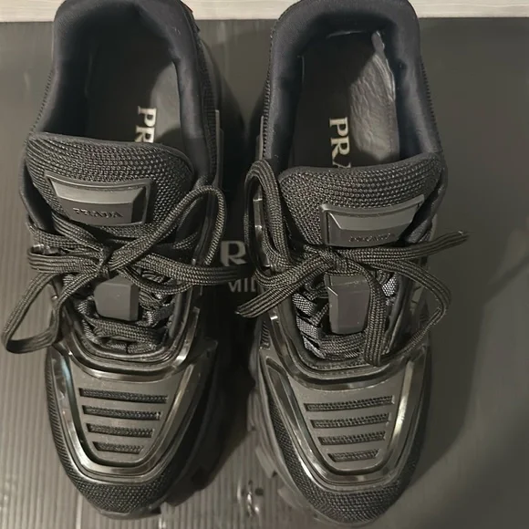 Prada Calzature Donna Nero maglia tech rubber wedge sneakers, Sz 35.5 - Picture 8 of 16